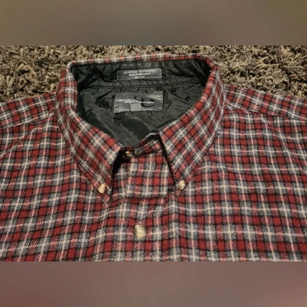 OUTDOOR EXCHANGE Button Down Plaid Long Sleeve Men's Flannel Shirt Sz.XXL EUC